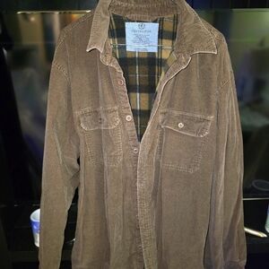 Sitting closet clothes. Corduroy brown button shirt/jacket mens. Never used.